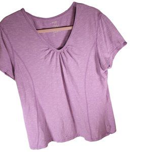 Danskin V-Neck Knit Top Purple Ladies Size XL